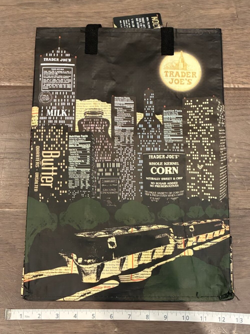 NWT Trader Joe's Unique Nocturne Reusable Shopping Tote Bag City Skyline Print